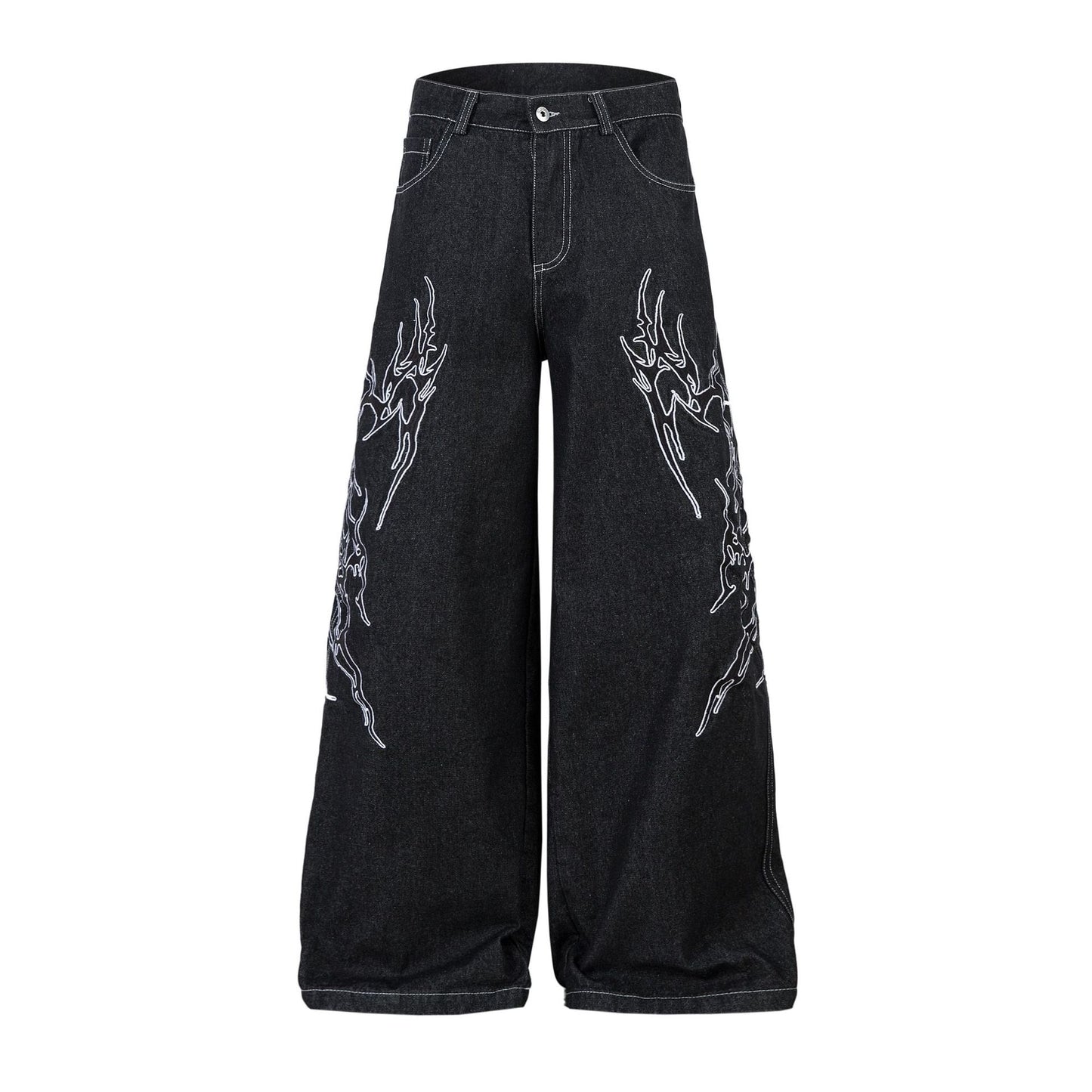 Retro Embroidered Denim Baggy Pants