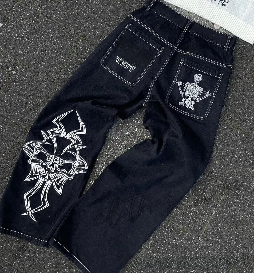 Retro Embroidered Hip-Hop Streetwear Harajuku Men’s Wide-Leg Pants