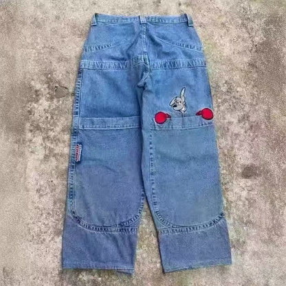 Retro Embroidered Hip-Hop Streetwear Harajuku Men’s Wide-Leg Pants