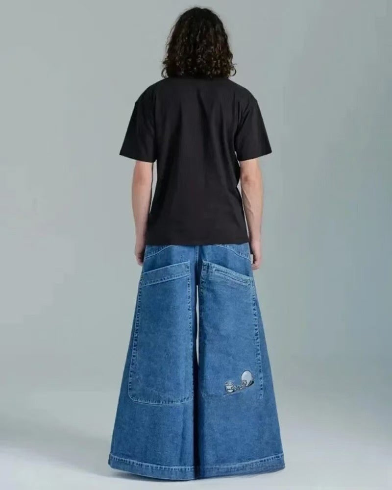 Retro Embroidered Hip-Hop Streetwear Harajuku Men’s Wide-Leg Pants