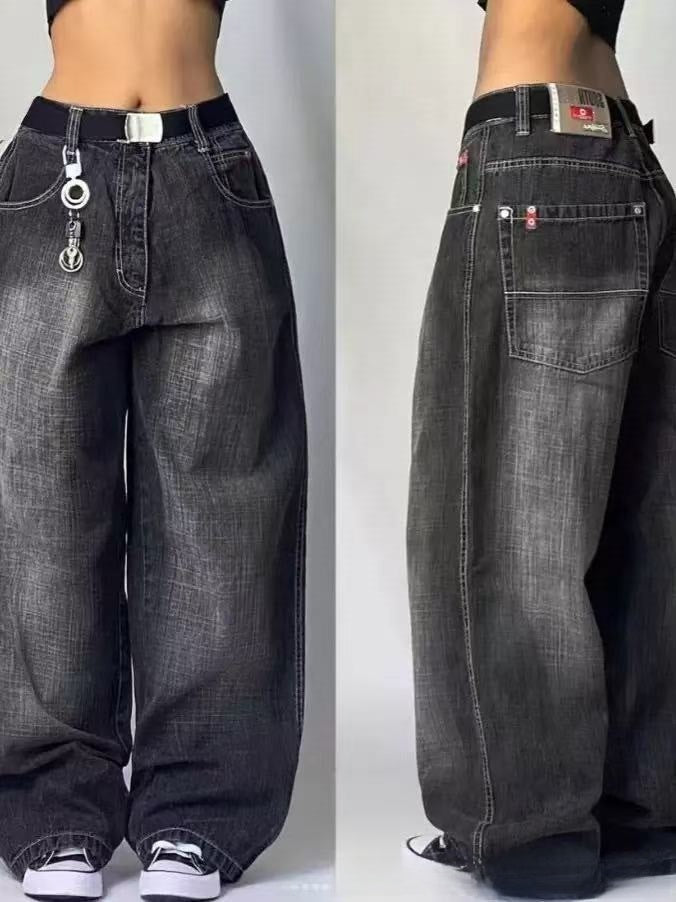 Retro Embroidered Hip-Hop Streetwear Harajuku Men’s Wide-Leg Pants