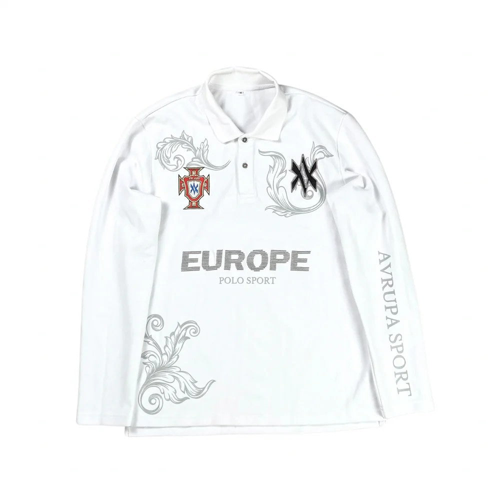 Retro Embroidered Polo Shirt Loose Fit Casual Top