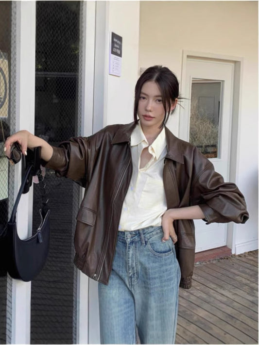 Retro Faux Leather Motorcycle Jacket