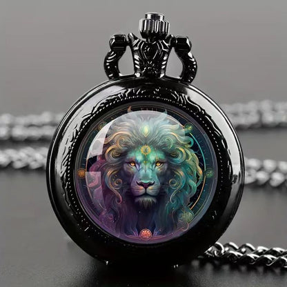 Retro Flip Pocket Watch Necklace with Decorative Chain