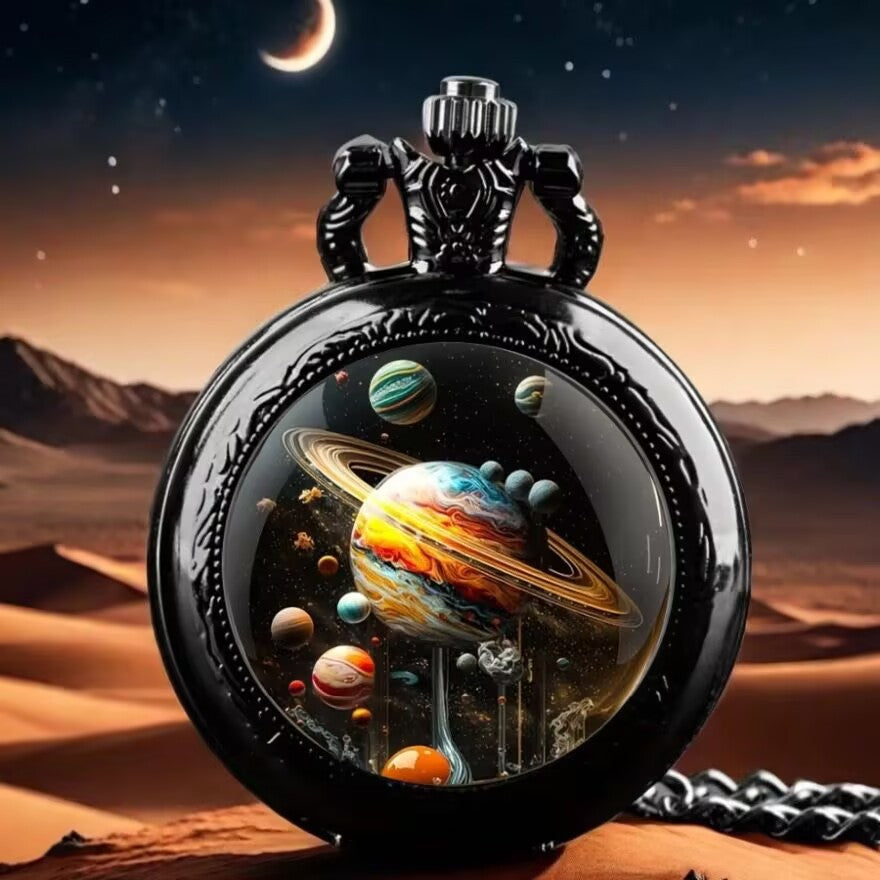 Retro Flip Pocket Watch Necklace with Decorative Chain