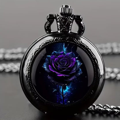 Retro Flip Pocket Watch Necklace with Decorative Chain