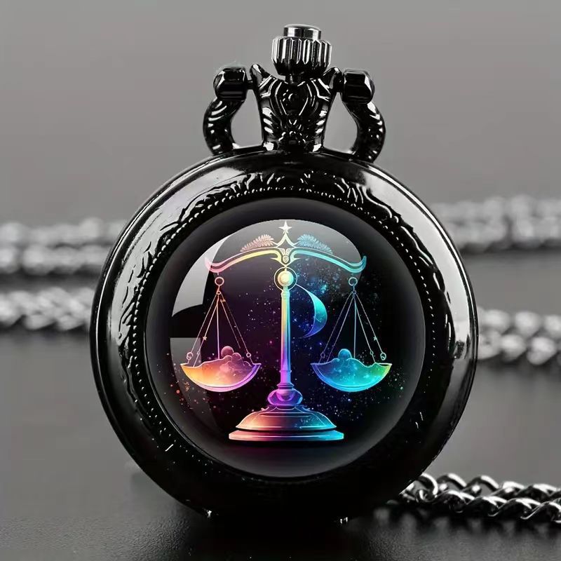 Retro Flip Pocket Watch Necklace with Decorative Chain