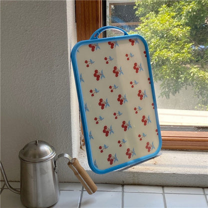 Retro floral cherry wood cutting board