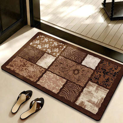 Retro Floral Diatomaceous Bathroom Mat