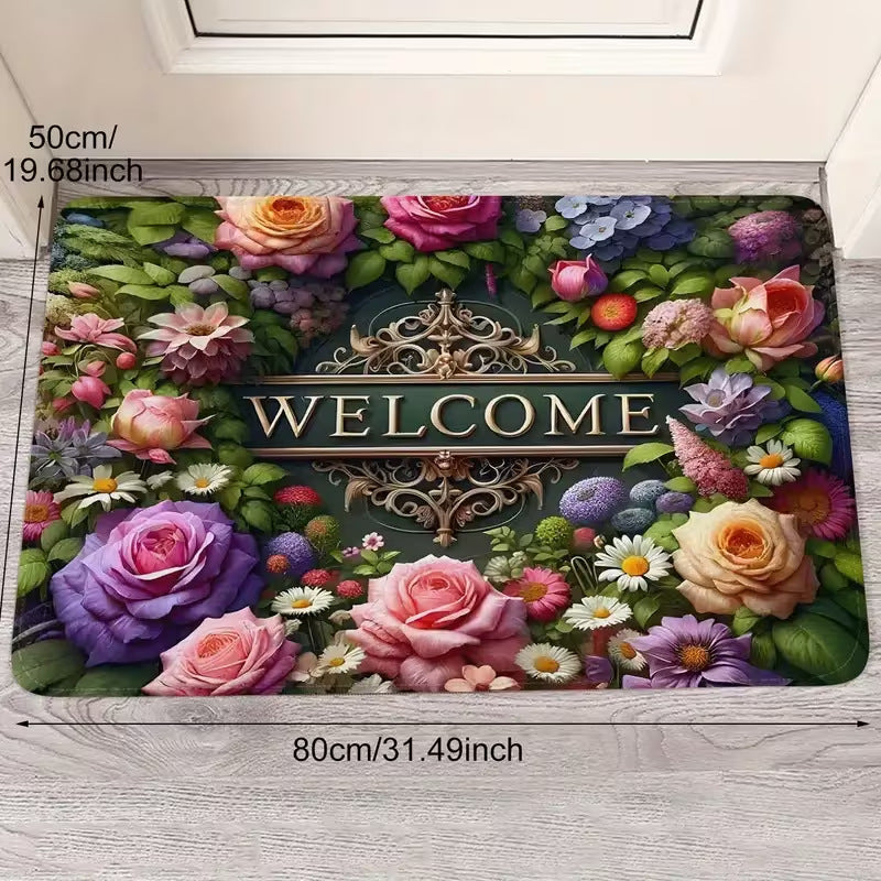 Retro Floral Diatomaceous Earth Floor Mat