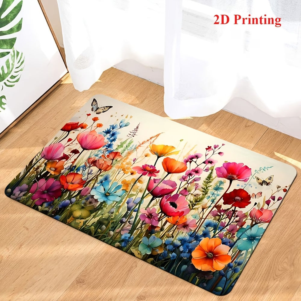 Retro Floral Diatomaceous Earth Floor Mat