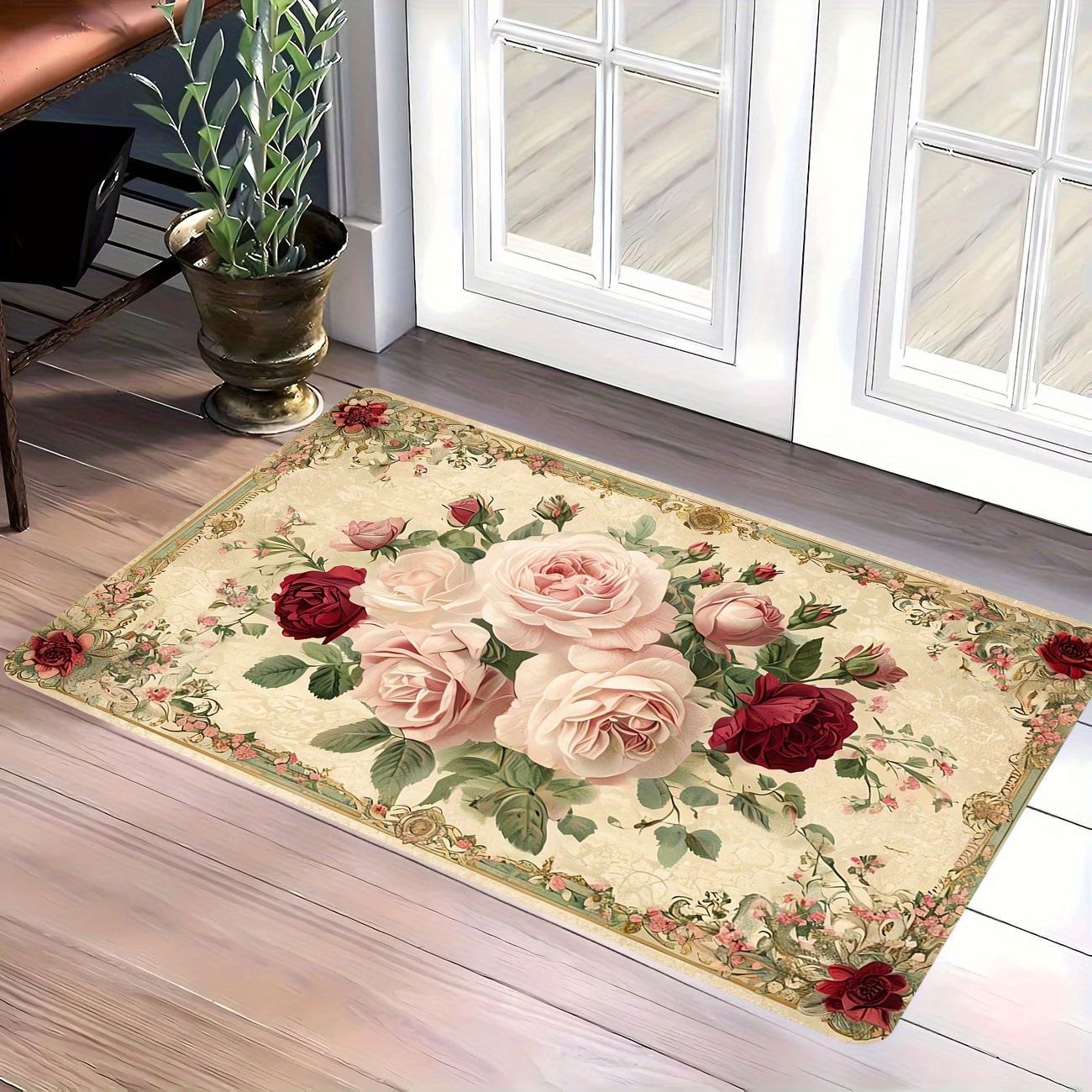 Retro Floral Diatomaceous Earth Floor Mat