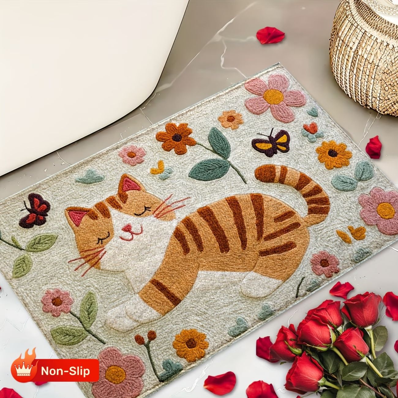 Retro Floral Diatomaceous Earth Floor Mat