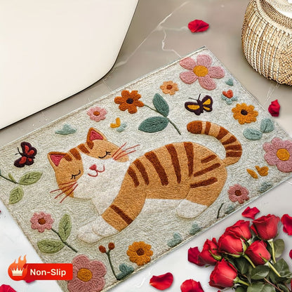 Retro Floral Diatomaceous Earth Floor Mat