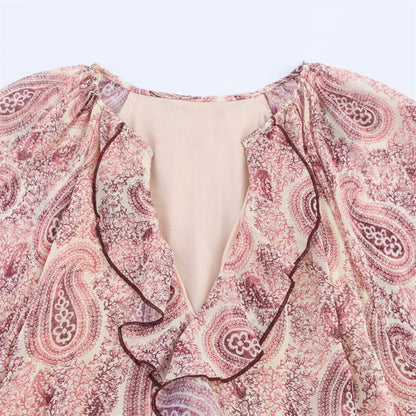 Retro Floral Print Layered Dress