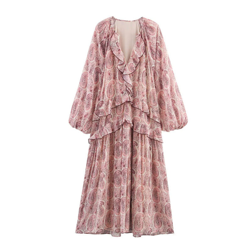 Retro Floral Print Layered Dress