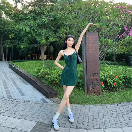 Retro Floral Sleeveless High Waist Dress