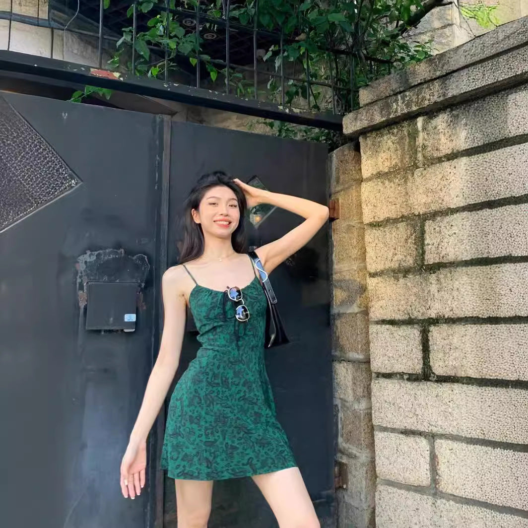Retro Floral Sleeveless High Waist Dress