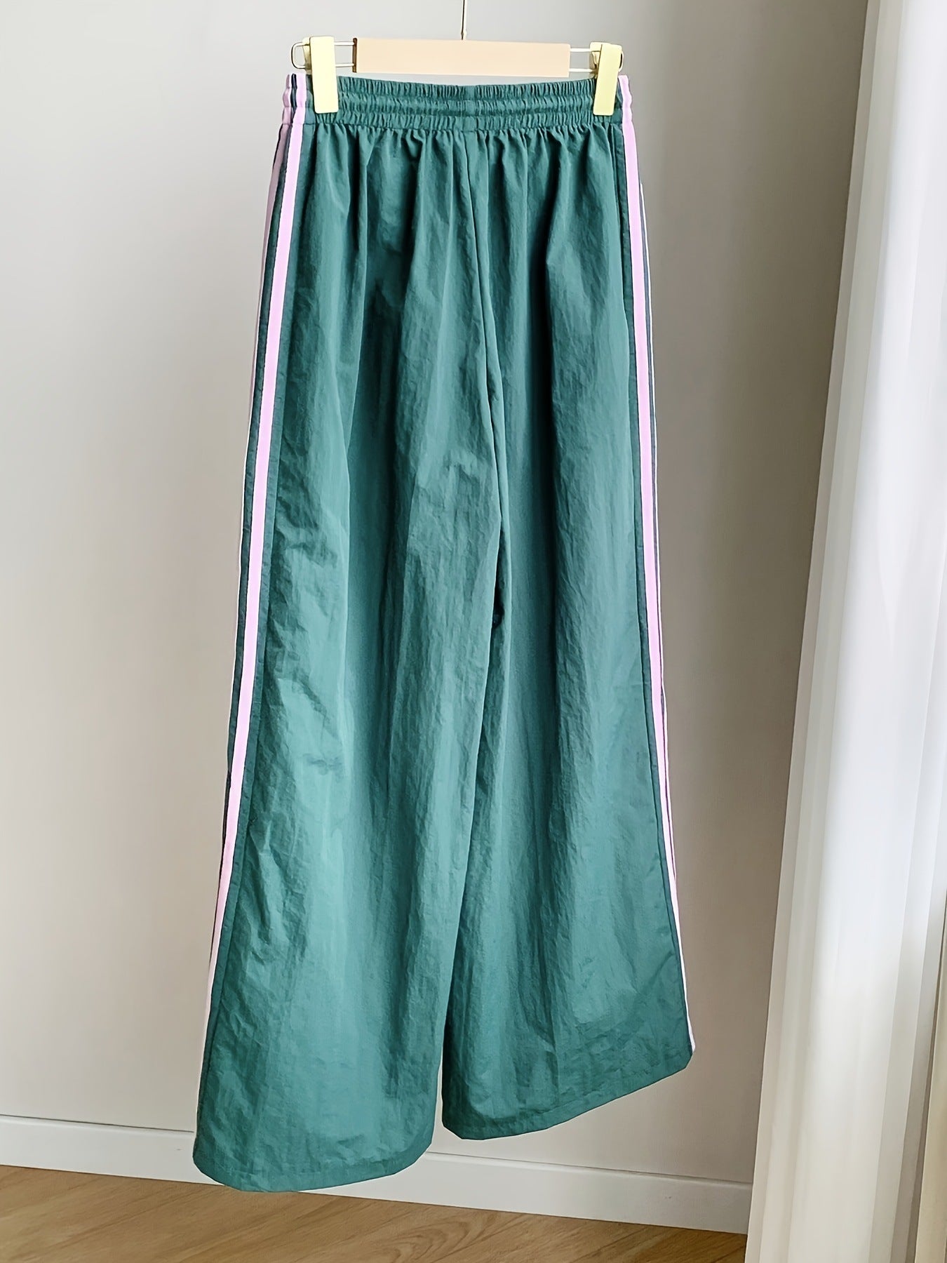 Retro Four-Stripe Wide-Leg Sports Pants