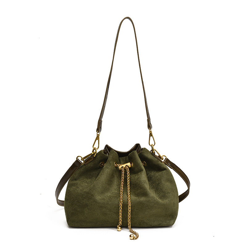 Retro Frosted Small Crossbody Bucket Bag