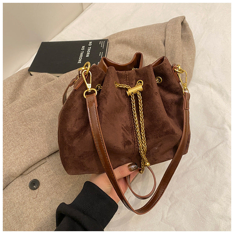 Retro Frosted Small Crossbody Bucket Bag
