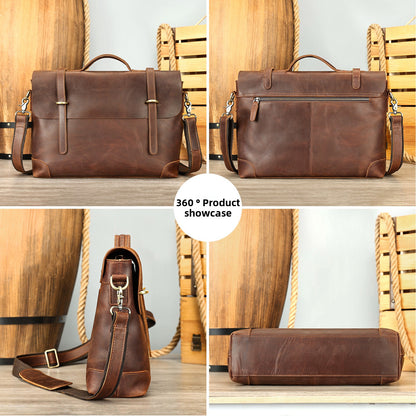 Retro genuine leather briefcase