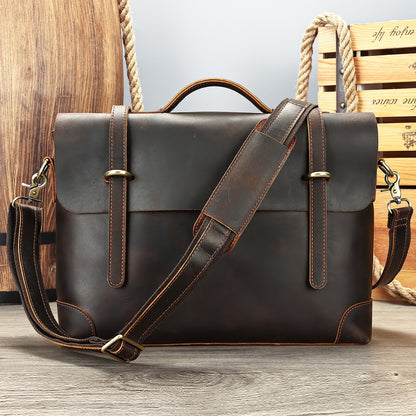 Retro genuine leather briefcase