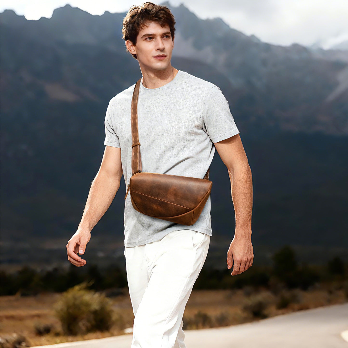 Retro Genuine Leather Chest Bag