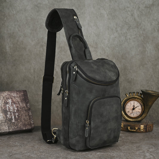 Retro Genuine Leather Chest Crossbody Bag