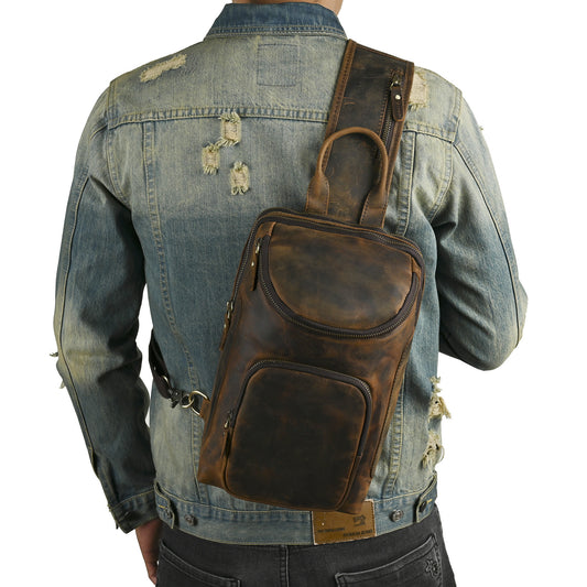 Retro Genuine Leather Chest Crossbody Bag