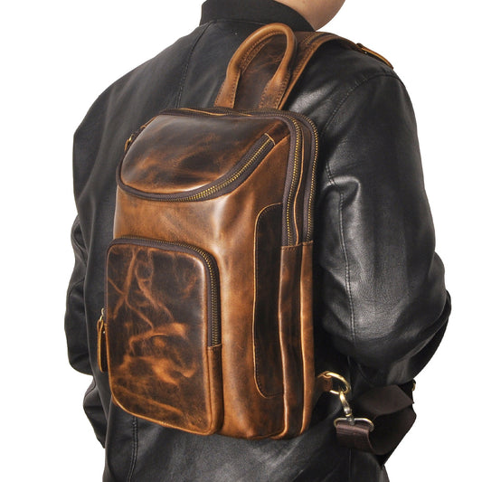 Retro Genuine Leather Chest Crossbody Bag