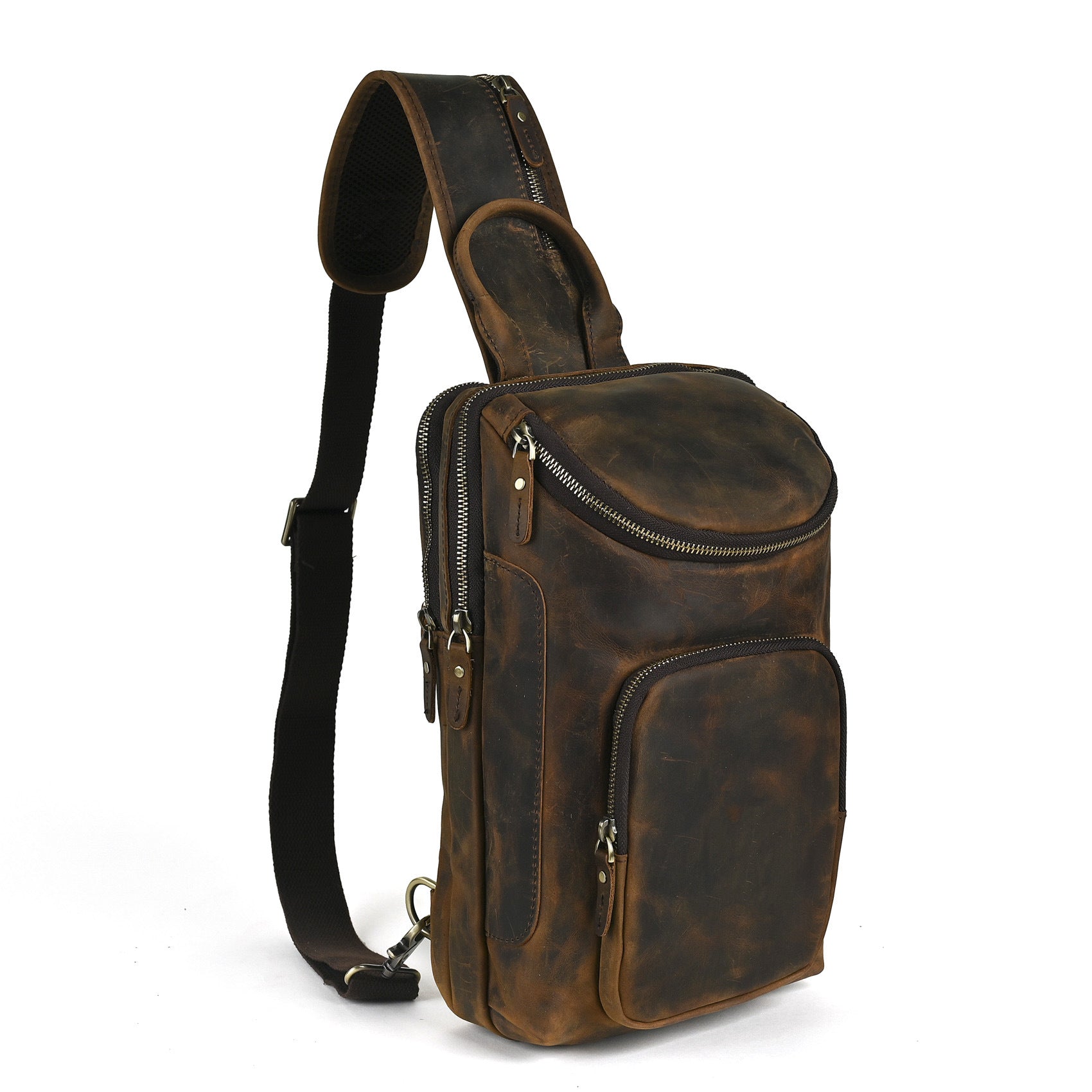 Retro Genuine Leather Chest Crossbody Bag