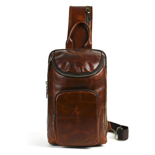 Retro Genuine Leather Chest Crossbody Bag