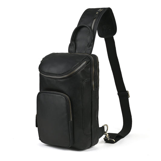 Retro Genuine Leather Chest Crossbody Bag
