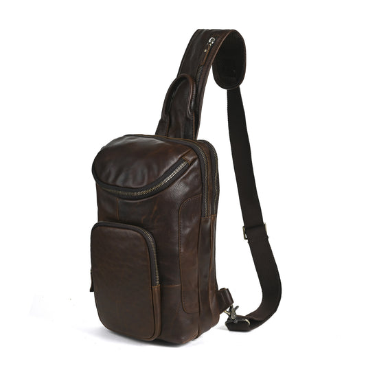 Retro Genuine Leather Chest Crossbody Bag