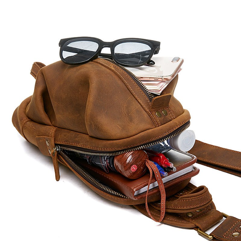 Retro Genuine Leather Mens Chest Bag