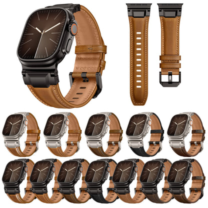 Retro Genuine Leather Strap Watch with Metal Connector