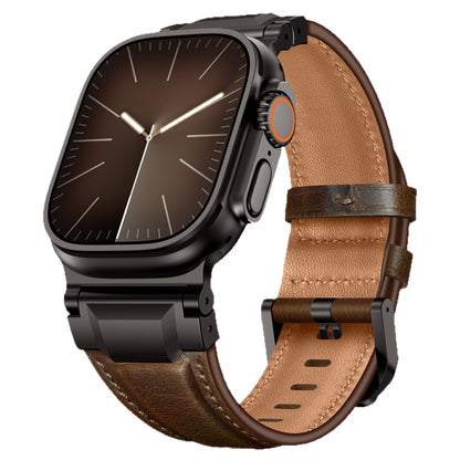 Retro Genuine Leather Strap Watch with Metal Connector