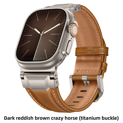 Retro Genuine Leather Strap Watch with Metal Connector