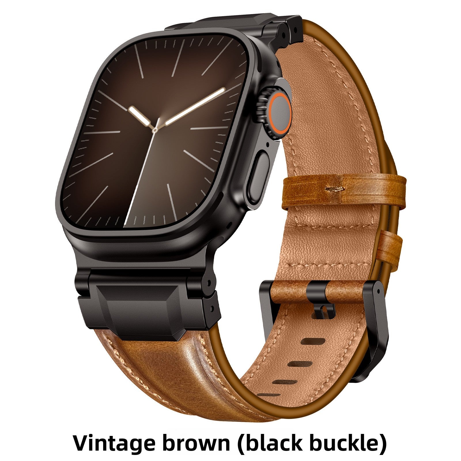 Retro Genuine Leather Strap Watch with Metal Connector