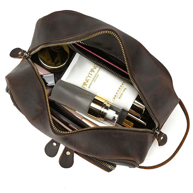 Retro genuine leather travel storage bag