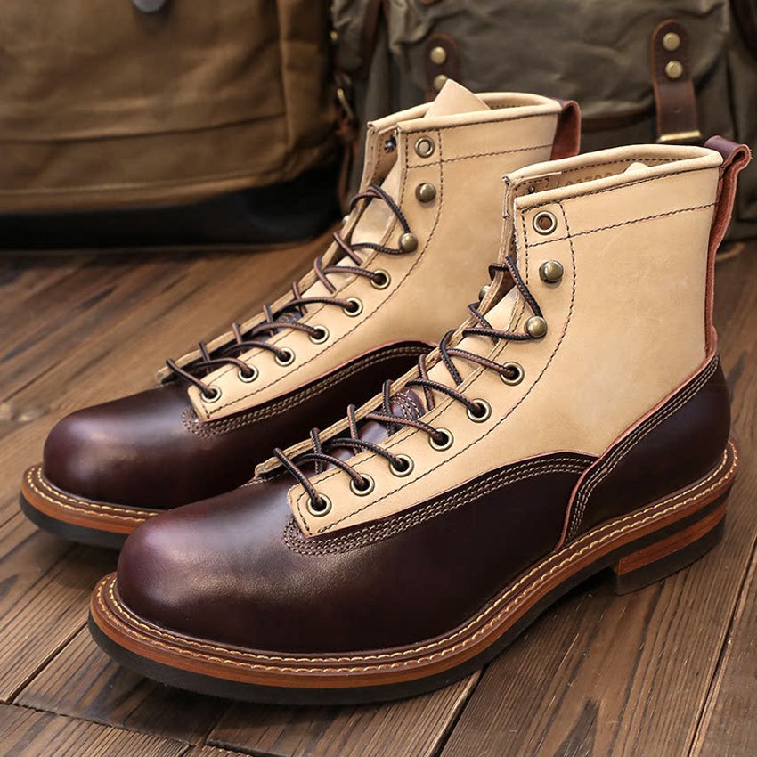 Retro genuine leather work boots