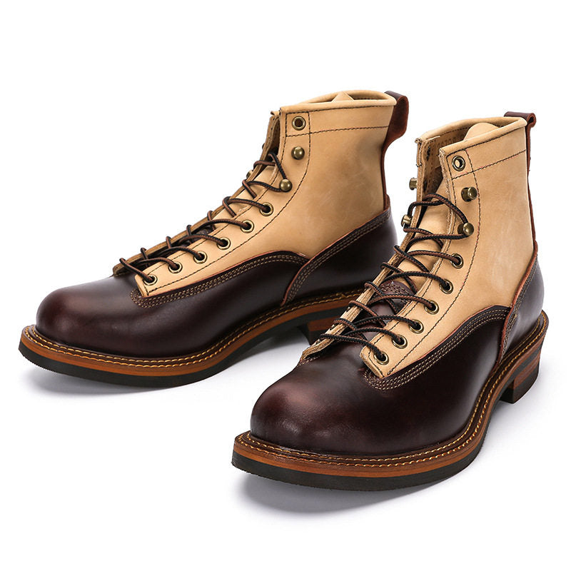 Retro genuine leather work boots