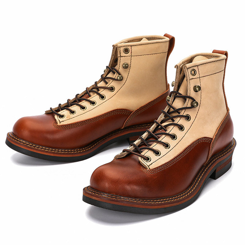 Retro genuine leather work boots
