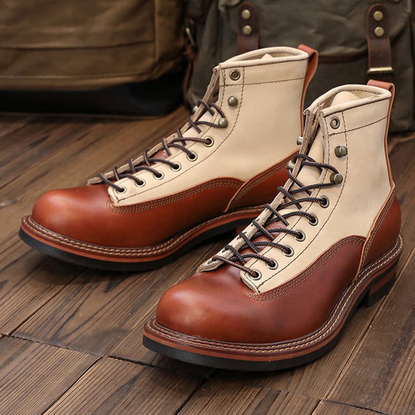 Retro genuine leather work boots