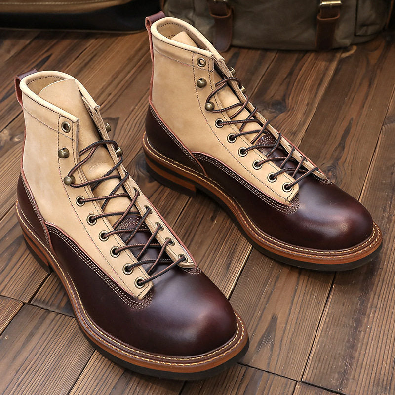 Retro genuine leather work boots
