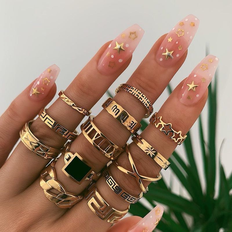 Retro geometric alloy ring