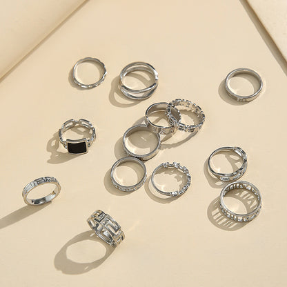 Retro geometric alloy ring