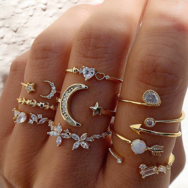 Retro geometric alloy ring