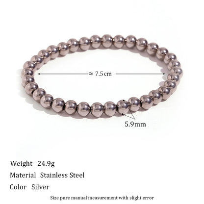 Retro Geometric Elastic Bead Bracelet Stainless Steel Gold Plated